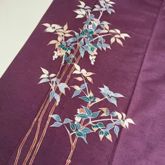 結城紬 友禅 裄66 上品な染め 付下げ 正絹 着物 MK-1434