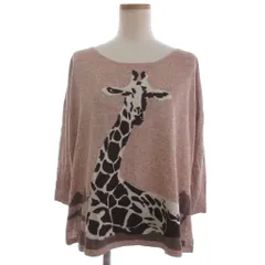 グレースコンチネンタル GRACE CONTINENTAL ワイド ニット カットソー 長袖 プルオーバー ネップ キリン ジラフ柄 オレンジ系 36 S位 ■ECT