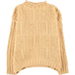 古着 80年代 エルエルビーン L.L.Bean ケーブル編み ロールネック コットンニットセーター USA製 レディースXL相当/eaa434114