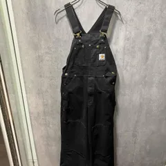 USA製 カーハート オーバーオール つなぎ ダブルニー ブラック 36×28 中古・古着通販】CarHartt (カーハート) ダブルニーオーバーオール