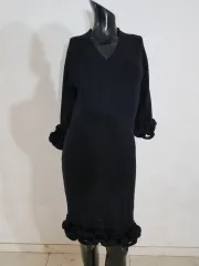 フェンディ FENDI チンチラファー ワンピース 黒 42 IBO85 FENDI  