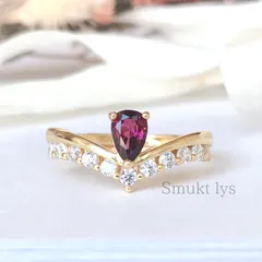 天然石 ロードライトガーネット ペアシェイプ デザインリング フリーサイズ ゴールド シルバー silver925 指輪 天然石アクセサリー