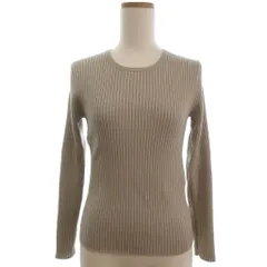 23区 オンワード樫山 ラメ リブ ニット カットソー 長袖 クルーネック ベージュ系 38 M位