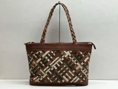 IBIZA イビサ レザー イントレチャート 編み込み トートバッグ 