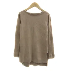 自由区 オンワード樫山 ニット カットソー 長袖 ラウンドネック 無地 ウール カシミヤ混 38 M くすみピンク /YS29