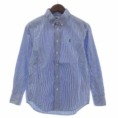 ラルフローレン RALPH LAUREN シャツ ストライプ ボタンダウン 長袖 ワンポイント 刺繍 12 青 ブルー ■GY14