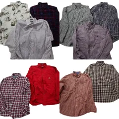 古着卸 まとめ売り チャップス CHAPS 長袖シャツ 10枚セット (メンズ XL ) モチーフ アニマル 動物 チェック  NB4218