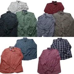 古着卸 まとめ売り チャップス CHAPS 長袖シャツ 10枚セット (メンズ 2XL ) ストライプ チェック  ワンポイント  NB4221