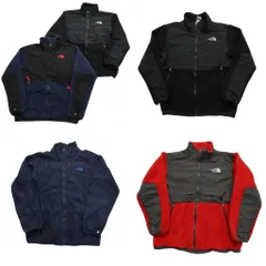 古着卸 まとめ売り ノースフェイス フリース 5枚セット (キッズ L /XL ) フルジップ デナリ ジップポケット ネイビー 中古 古着 NC2770