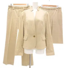 バーバリー ロンドン BURBERRY LONDON 3点セット セットアップ ジャケット スカート パンツ プリーツ ひざ丈 スタンドカラー 42 40 L M /NU ■GY14