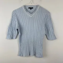 BURBERRY バーバリー ブルー Vネック ニット 半袖
