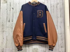 X-LARGE スタジャン 101214021013 サイズL ネイビー×ブラウン系 エクストララージ