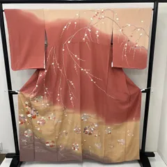 作家物 付下げ 丸に美しい花 金彩 流水 紋なし 正絹 MK-1496