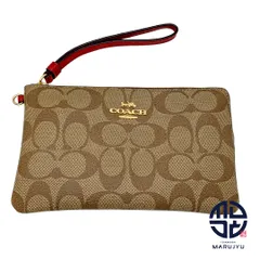 COACH コーチ ブラウン系 茶 シグネチャー リストレット ポーチ C1748 チャーム付き 小物 ブランド