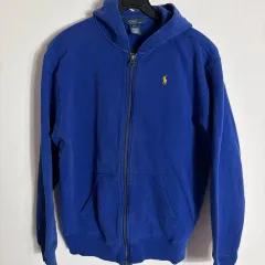 ポロラルフローレン ブルー フードジップアップ (L)