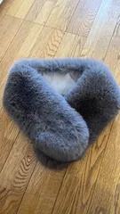 ファー　ストール　ショール　マフラー　襟巻　濃い目のグレー