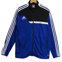 adidas/アディダス フルジップ スリーライン 長袖 ワンポイント刺繡 トラックジャケット ジャージ CHINA製 メンズ M ブラック/ブルー