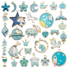 1085 水色 チャーム カン付き アクセサリーパーツ アソート 31個セット