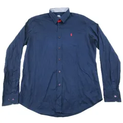 (K1122006)　最終価格　インポート古着　Polo by Ralph Lauren　ポロ バイ ラルフローレン　メンズ　コットンシャツ　スリムフィット　ネイビー　XXL