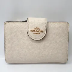 Ft629921 コーチ 二つ折り財布 ミディアム コーナー ジップ ウォレット シグネチャー キャンバス チョーク ユニセックス COACH 中古