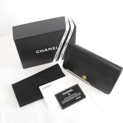 『USED』CHANEL【シャネル】ココボタン 2つ折り 長財布 レザー ブラック ゴールド金具 レディース ロングウォレット 箱/カード有