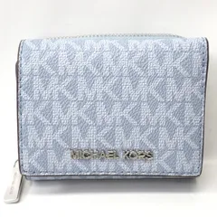 Ft630143 マイケルコース 三つ折り財布 MK柄 35S4STVZ5B 水色 レディース Michael Kors 美品・中古