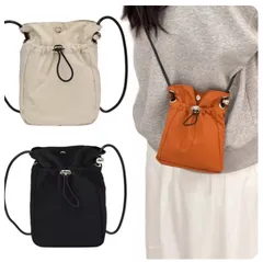 軽量ナイロン ミニショルダーバッグ 巾着型 斜め掛け ポーチ付き 財布 小物入れ カジュアル