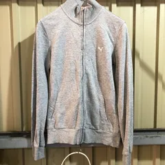 916 PUMA ジップ トレーナー グレー M プーマ フルジップ スウェット ワンポイント 刺繍ロゴ 古着卸 アメリカ仕入