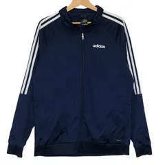 adidas/アディダス フルジップ スリーライン ライトアウター 長袖 ワンポイントプリント トラックジャケット ジャージ CAMBODIA製 メンズ L ブルー