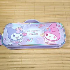 サンリオ マイメロ＆クロミ 持ち手付き ラウンドファスナー ペンケース/306794 鉛筆を固定できる筆箱 キラキラドレス