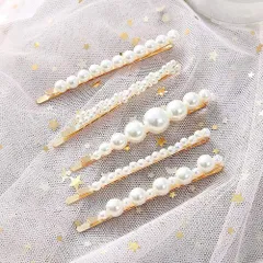 髪留め ヘアアクセサリー 髪飾り ヘアアレンジ おしゃれ レディース カジュアル きれいめ 上品 フェイクパール かわいい 大人可愛い ゴールドヘアクリップ 華やか エレガント 高見え 5個セット 通学 通勤 パールピン オフィス 入学式 卒業式 ヘアピン 結