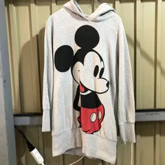 919 Disney Mickey Mouse パーカー グレー M ディズニー ミッキーマウス ビッグプリント スウェット 古着卸 アメリカ仕入