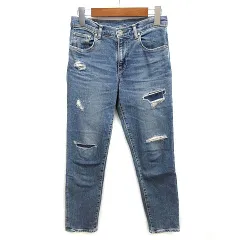 ドミンゴ Domingo D.M.G アンクル スリム テーパード デニムパンツ ダメージ加工 SS ライトブルー 13-761D