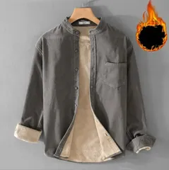 立ち襟 シャツ メンズ ネルシャツ 裏起毛 厚手 裏ボア 無地 アウター インナー トップス ボアシャツ あったか 防寒 お洒落 ゆったり おしゃ