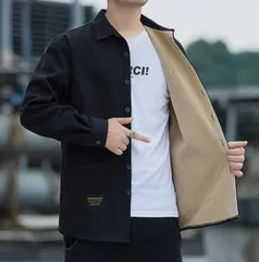 裏ボア付き 暖かい シャツ メンズ 長袖 カジュアルシャツ 開襟シャツ ボタン 大きいサイズ トップス 男性 通勤 通学 仕事 春 秋 冬 通年 秋