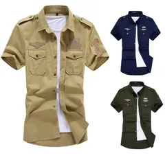 五分袖シャツ ミリタリーシャツ レトロ ポケットあり カッコイイ ワークシャツ アウトドア シャツ 半袖 メンズ 開襟シャツ カジュアルシャ