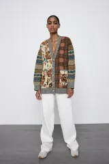 ザラ ジャガード ニット カーディガン