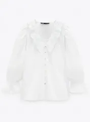 ザラ ポプリン 刺繍 ディテール シャツ