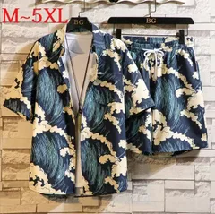 セットアップ メンズ 夏 ジャージ 上下セット 半袖 サマーシャツ 前開き ゆったり トップス ショートパンツ ウエストゴム スポーツ ルーム