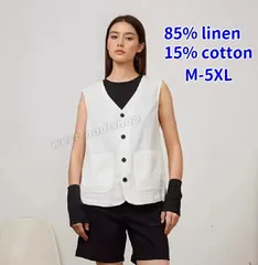 綿麻 ジレ ベスト メンズ ノースリーブTシャツ タンクトップ アウター トップス 無地 薄手 リネン 麻 カーディガン シンプル 通気 涼しい 