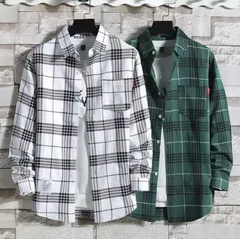 14色 春 夏 爽やか トップス メンズ 長袖シャツ チェック柄トップス シンプル 夏 シャツ 人気 男 新作 涼しい 無地 夏服 お兄系 父の日 カ