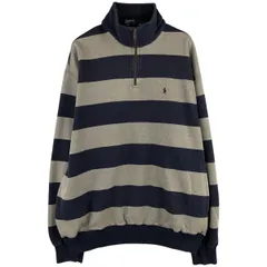 古着 ラルフローレン Ralph Lauren POLO by Ralph Lauren ボーダー柄 ハーフジップスウェットシャツ トレーナー メンズXL相当/eaa601657