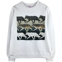 古着 90年代ヘインズ Hanes ACTIVEWEAR オオカミ柄 アニマル スウェットシャツ トレーナー メンズL相当 ヴィンテージ/eaa601650