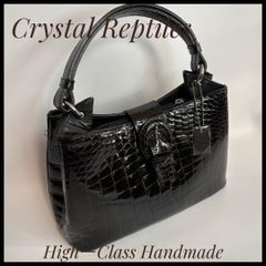 JRA公認Crystal Reptile ハンドバッグ クロコ型押し ブラウン - メルカリ