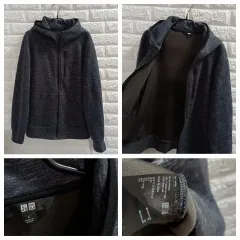 L ユニクロ フードジップアップ/しっかり素材