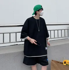 M-4XL 全8色 セットアップ 半袖Tシャツ ショートパンツ メンズ ジャージ上下セット スウェット 半袖 ハーフパンツ ゆったり 無地 夏物 部屋