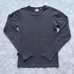 AVIREX アヴィレックス Vネック 長袖カットソー リブ編み ダークグレー M