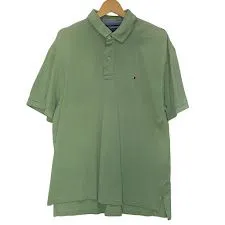 TOMMY HILFIGER/トミーヒルフィガー 半袖 ポロシャツ ワンポイント刺繡 オーバーサイズ ビックシルエット カンボジア製 メンズ Lライトグリーン