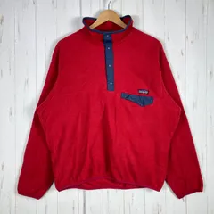 【Men's L レッド系】 1992 Patagonia ( パタゴニア ) シンチラ スナップ Tネック Synchilla Snap T-Neck スナップTプルオーバー Burnt Chili / Charrred Blue 希少カ