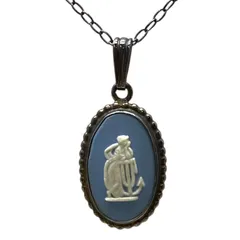 ウェッジウッド ジャスパー カメオ ネックレス ペンダント ヴィンテージ シルバー ブルー WEDGWOOD レディース 人気 上品 高級感 クラシック